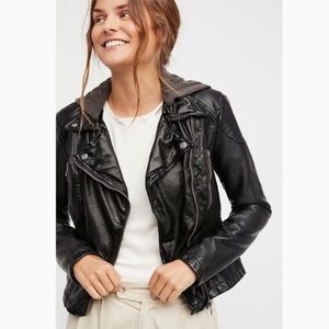 Free People distressed Faux leather jacket size 4